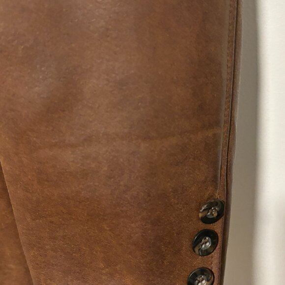 $1200 Sisley Brown Leather Button Closure Jacket - S/M (Aero, Fine Creek) - Picture 4 of 13